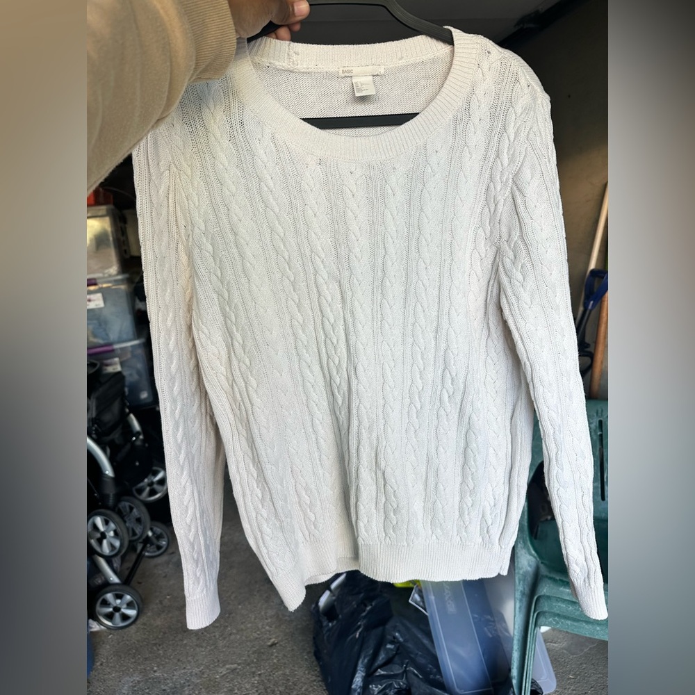 Classic White Cable Knit Sweater